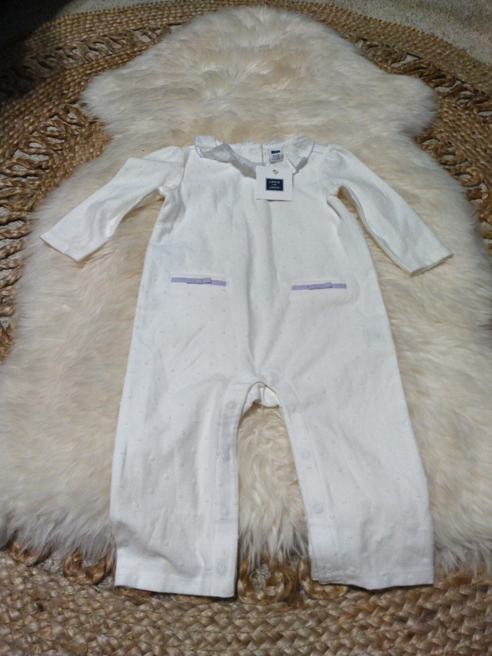 Janie and Jack White One-Piece Bodysuit with Lavender Accents NWT Size 6-12M